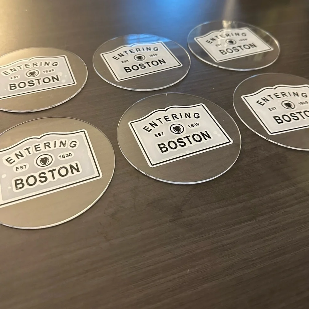 6 Entering Boston Acrylic Drink Coasters